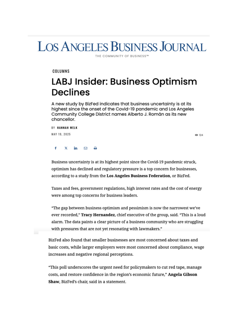 BizFed Pulse Poll in Los Angeles Business Journal