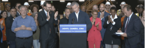 California Senator Ben Allen, Governor Gavin Newsom, Los Angels Mayor Karen Bass and sponsor of the Hollywood Film & Tax Credit Bill, Asm Rick Zburr at Ranch Lot Studios in Burbank, CA on Wednesday, July 2nd for the signing of the $750m tax credit bill.